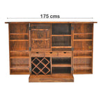 Solid Wooden Traditional Niwar Patti Design Home Bar Cabinet