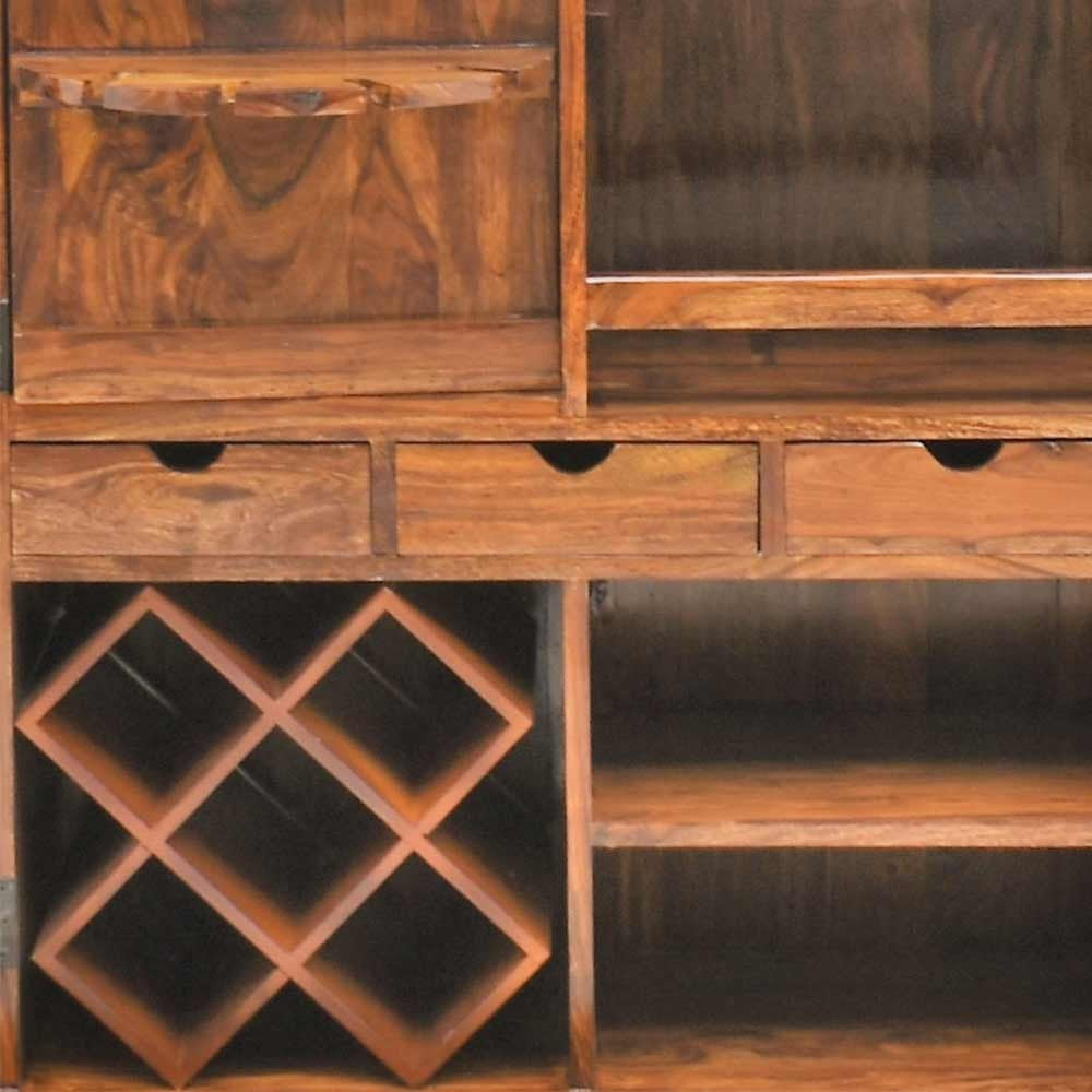 Solid Wooden Traditional Niwar Patti Design Home Bar Cabinet
