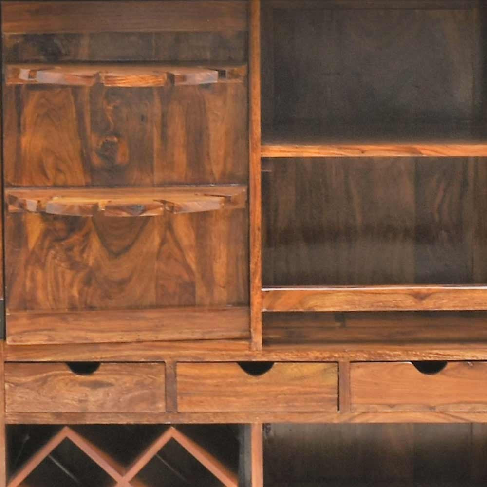 Solid Wooden Traditional Niwar Patti Design Home Bar Cabinet
