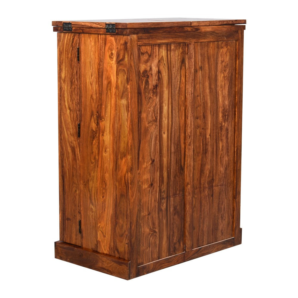Solid Wooden Traditional Niwar Patti Design Home Bar Cabinet